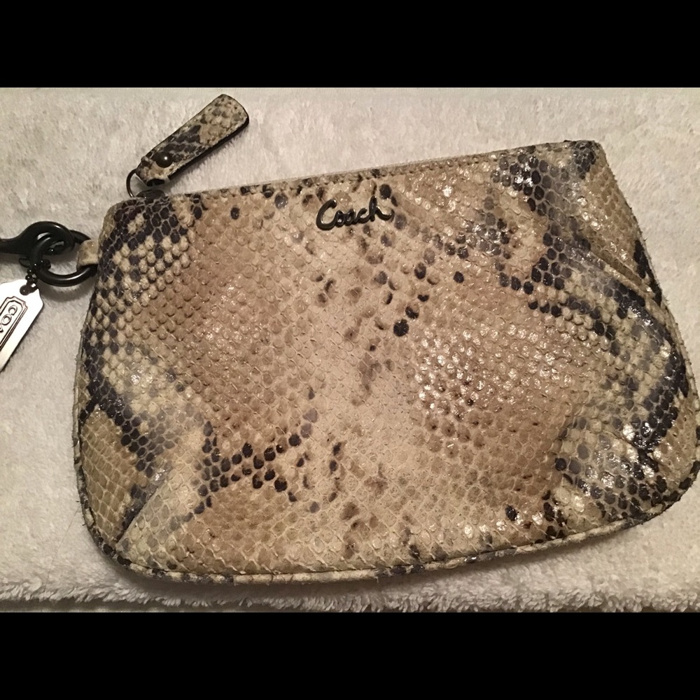 Authentic Coach Wristlet Python Embossed Leather - image 1